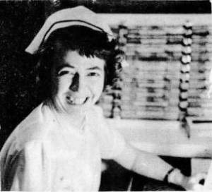 Photo from San Chat, May 1956 issue
In 1956, when this photo of nurse Irmgard Hanks, wife of Rex, was taken for the 10th anniversary of the Seward Sanitorium, the Hanks were still living in Seward but were preparing to move to a new home in Happy Valley. Irmgard was the Night Supervisor and Relief Supervisor for the facility, which fought against the ravages of tuberculosis.