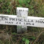 This cross in the Anchor Point Cemetery marks the grave of Rex and Irmgard Hankss daughter, who was stillborn in Seward on this date. (Photo courtesy of findagrave.com)