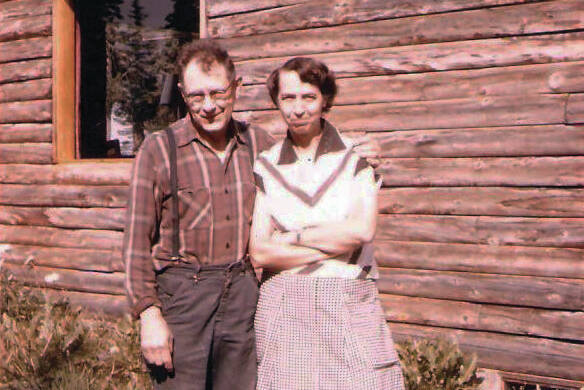 This is the only known photograph of Rex Hanks, seen here with his wife, Irmgard, next to their two-story home in Happy Valleycirca 1950s. (Photo courtesy of Katie Matthews)