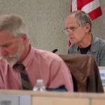 Assembly President Brent Johnson asks questions of representatives of the Kenai Peninsula Borough School District during a joint work session of the School Board and Kenai Peninsula Borough Assembly in Soldotna, Alaska, on Tuesday, April 2, 2024. (Jake Dye/Peninsula Clarion)