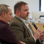 Kenai Peninsula Borough School District Superintendent Clayton Holland responds to questions during a joint work session of the School Board and Kenai Peninsula Borough Assembly in Soldotna, Alaska, on Tuesday, April 2, 2024. (Jake Dye/Peninsula Clarion)