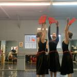 (from left to right) Brenda Pennington, Isabelle Ostler and Aurora Springer rehearse as the Spanish Dancers on Thursday, April 4, 2024 at the Art Barn in Homer, Alaska for the Motivity Dance Schools upcoming performance of the Swan Lake ballet. Photo provided by Breezy Berryman
