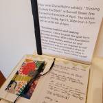 Community members leave notes, photographed on Saturday, April 6, 2024, for fiber artist Diane Melms during her ongoing exhibit, Thinking Outside the Block, at Bunnell Street Arts Center in Homer, Alaska. (Delcenia Cosman/Homer News)