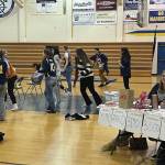 Mariners participate in pep rally games on Friday last week in the high school gym.  Photo by Emilie Springer.