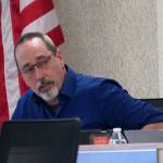 Zen Kelly, president of the Kenai Peninsula Borough School Districts school board, speaks during a special meeting of the Kenai Peninsula Borough School Districts School Board in Soldotna, Alaska, on Monday, April 15, 2024. (Jake Dye/Peninsula Clarion)