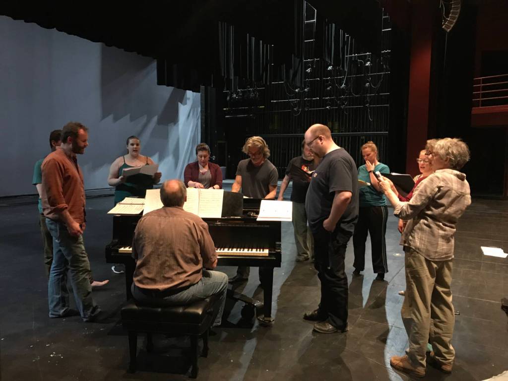 Pier One Theatre rehearses Monty Pythons Spamalot with musical director Mark Robinson in the Homer High School Mariner Theatre in July 2018. Photo by Jennifer Norton