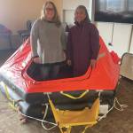 Photo by Emilie Springer/Homer News
Janel Harris, maritime coordinator, and Anna Borland-Ivy talk about upcoming maritime safety courses at Kachemak Bay Campus<ins>in Homer, Alaska</ins> on April 19.<ins>, 2024</ins>