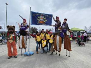 The Sea Leg Stilt Troupe are dressed as cranes at the 2023 Safe and Healthy Kids Fair in Homer, Alaska. Photo provided by South Peninsula Hospital.