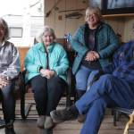 Jake Dye/Peninsula Clarion
From left: Donna Anderson, Betty Stephenson, Sue Stephenson and Eddie Thomas gather for a photo at Dots Kenai River Fish Camp in Sterling, on Saturday.