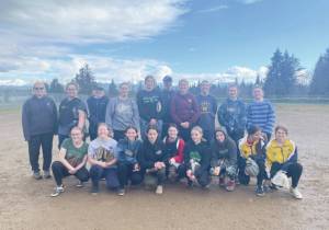 Homer High School Mariner softball team poses at for a team photo at Jack Gist Park in Homer on Monday, May 14. Emilie Springer/ Homer News