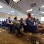 Kachemak Bay Writers Conference attendees fill the room in Kachemak Bay Campuss Pioneer Hall during the opening panel on Saturday, May 18, 2024 in Homer, Alaska. (Delcenia Cosman/Homer News)