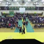 Graduates of Seward High School leave the gym at the end of their graduation ceremony in Seward, Alaska, on Wednesday, May 15, 2024. (Screenshot)