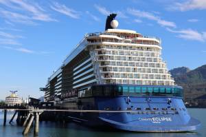 Clarise Larson / Juneau Empire file photo
A Celebrity Cruises ship docks in Juneau on July 15, 2023.