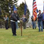 VFW Post 10221 member Eric Henley performs the battlefield cross during the Memorial Day service held at the Anchor Point Kallman Cemetery on Monday, May 27, 2024 in Anchor Point, Alaska. (Delcenia Cosman/Homer News)