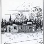 This 1961 drawing of the Circus Bar, east of Soldotna, was created by Connie Silver for a travel guide called Alaska Highway Sketches. The bar was located across the Sterling Highway from land that was later developed into the Birch Ridge Golf Course.