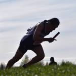 Soldotnas Gabriel Almeida starts the 1,600-meter relay at the Division I state track and field meet Saturday, May 25, 2024, at Dimond High School in Anchorage, Alaska. The Stars finished third. (Photo by Jeff Helminiak/Peninsula Clarion)