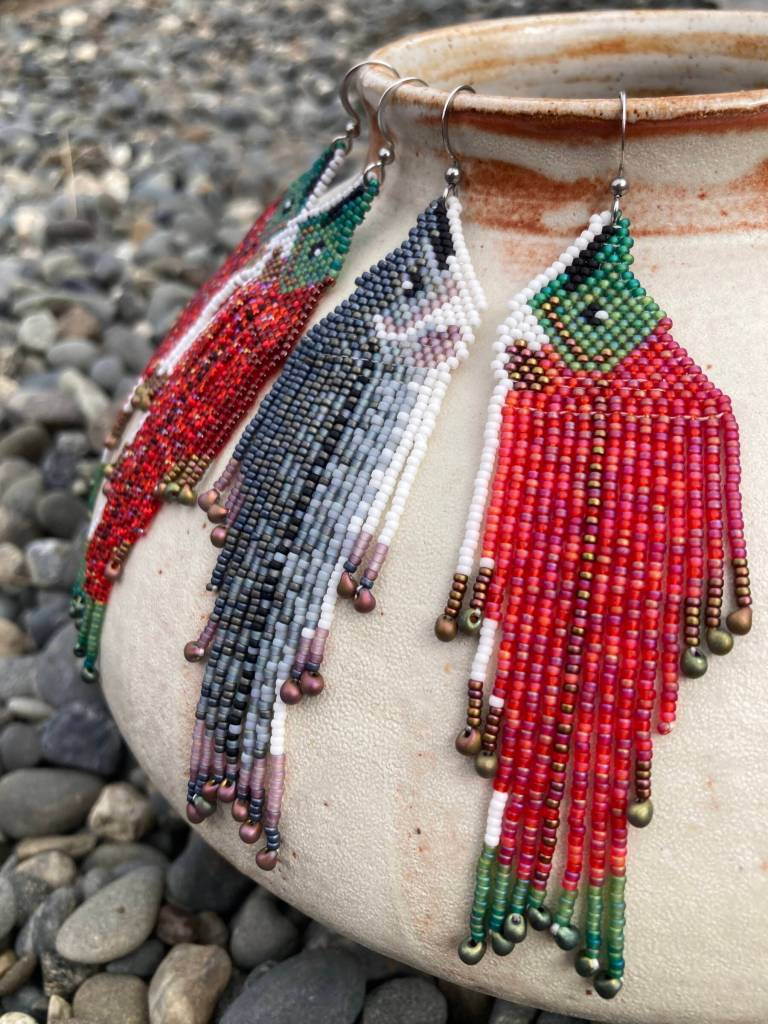 Hand-woven seed bead jewelry by Homer artist Mfanwy Dean is featured at The Dean Gallery in June. Photo provided by The Dean Gallery