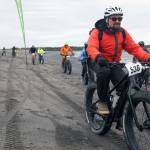 Ben Wishnek rides the Mouth to Mouth Wild Run and Ride on Monday, May 27, 2024, on the beach between the mouths of the Kasilof and Kenai rivers in Alaska. (Photo provided by Inletkeeper)