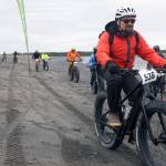 Ben Wishnek rides the Mouth to Mouth Wild Run and Ride on Monday, May 27, 2024, on the beach between the mouths of the Kasilof and Kenai rivers in Alaska. (Photo provided by Inletkeeper)