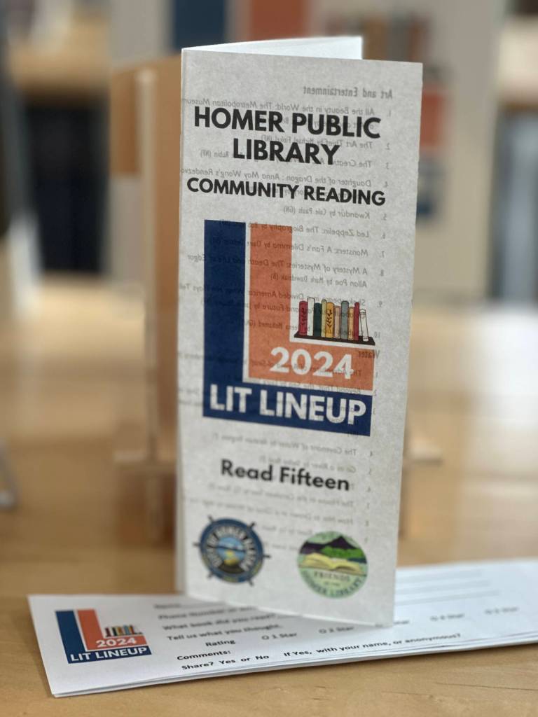 The 2024 Lit Lineup brochure is photographed at the Homer Public Library on April 19, 2024, in Homer, Alaska. Photo by Christina Whiting