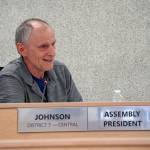 Assembly President Brent Johnson speaks during a meeting of the Kenai Peninsula Borough Assembly on Tuesday, June 4, 2024. (Jake Dye/Peninsula Clarion)