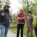 Jonathan Wilson leads a tour at the Kbeq Cultural Heritage Interpretive Site near Cooper Landing, Alaska, on Friday, June 7, 2024. (Jake Dye/Peninsula Clarion)