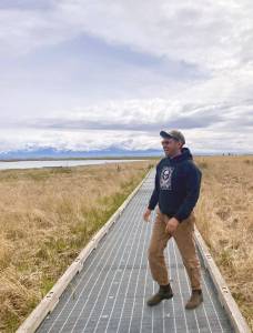 Matthew Morassutti at the Beluga Slough Trail in Homer, Alaska. (Photo by Aurelia Umholtz/USFWS)