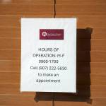 A sign shows hours of operation for the Blood Bank of Alaskas new Kenai Peninsula center in Soldotna, Alaska, on Monday, June 17, 2024. (Jake Dye/Peninsula Clarion)