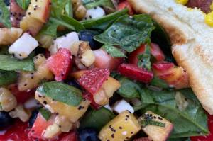 This summer salad is sweet and refreshing, the perfect accompaniment to salty meat and chips. (Photo by Tressa Dale/Peninsula Clarion)