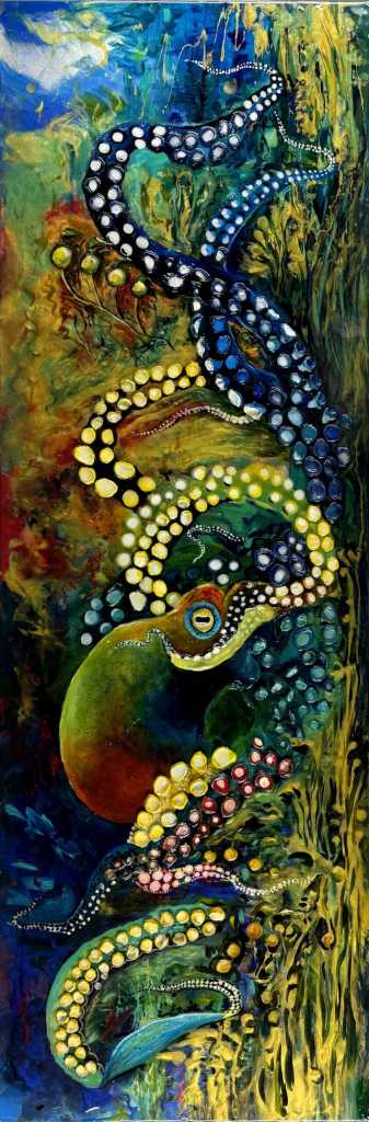 The Octopus, an epoxy, paint and clay painting by Aadya Gray, is a commission from February 2024. Photo provided by Aadya Gray