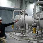 Furie Operations Superintendent Ben Christianson shows off natural gas processing equipment at Furie Operating Alaskas central processing facility in Nikiski, Alaska, on Wednesday, July 10, 2024. (Jake Dye/Peninsula Clarion)