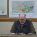 Homer Planning Commission chair Scott Smith reads his findings into the records regarding Doyon, Limiteds conditional use permit application at the special meeting on Wednesday, Jan. 31, 2024 in the Homer City Hall Cowles Council Chambers in Homer, Alaska. Screenshot.