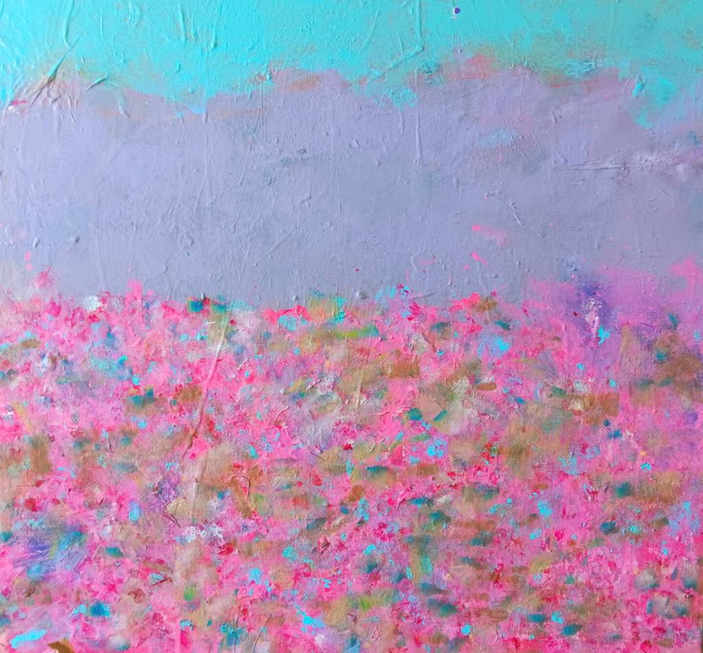 Peony Dreams is a painting by Rozzi Redmond on display through August in her solo exhibit at Homer Council on the Arts. Photo provided by Homer Council on the Arts