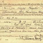 William Henry Franke signed this draft-registration card in August 1942 in Massachusetts. At the time, he was serving with the U.S. Merchant Marine. Four years later, he would move to the Kenai Peninsula. In January 1948, he would kill Ethen Cunningham.