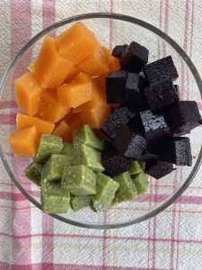 These blueberry and honey, carrot and nectarine, and spinach and green grape gummies are made with minimal sugar and no artificial dyes or preservatives. (Photo by Tressa Dale/Peninsula Clarion)