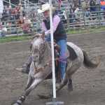 Photo by Jeff Helminiak/Peninsula Clarion
Hally Hanson competes in Pole Bending at the third Soldotna Equestrian Association rodeo of the season Sunday, July 28, 2024, at the Soldotna Rodeo Grounds in Soldotna, Alaska.
