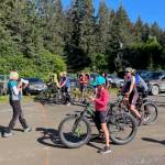 Competitors in the Jakolof Bay 10 Mile Bike/Run race on Saturday, July 27, 2024, gather at the starting line at the Jakolof Bay Dock in Seldovia, Alaska. Photo provided by Tania Spurkland