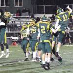 Seward celebrates defeating Nikiski on Saturday, Oct. 7, 2023, in the nine-man football state final at Colony High School in Palmer, Alaska. (Photo by Jeff Helminiak/Peninsula Clarion)