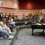 Audra Calloway, right, leads a choir class on the first day of the school year at Skyview Middle School near Soldotna, Alaska, on Wednesday, Aug. 21, 2024. (Jake Dye/Peninsula Clarion)