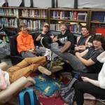 Students sit together during a break period on the first day of the school year at River City Academy near Soldotna, Alaska, on Wednesday, Aug. 21, 2024. (Jake Dye/Peninsula Clarion)
