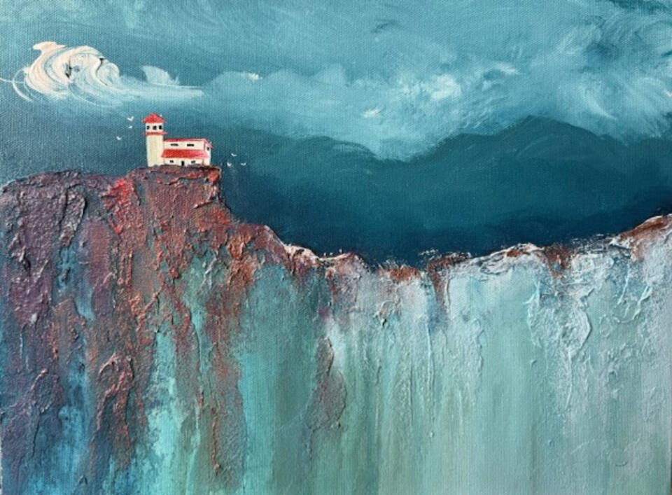 Lighthouse is an acrylic painting by Tracy Early on display at the Art Shop Gallery in Homer, Alaska. Photo provided by the Art Shop Gallery