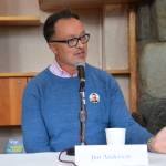 Jim Anderson, candidate for Homer mayor, give his opening statement during a forum held on Thursday, Aug. 29, 2024, in the Homer Public Library Fireplace Lounge in Homer, Alaska. (Delcenia Cosman/Homer News)