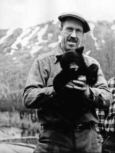 Warren Melville Nutter, seen here holding a black bear cub in an undated photo likely taken in Hope, lived nearly half of his life on the Kenai Peninsula. (Photo courtesy of the Nutter Family Collection)