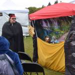 Twisted Tadpole, hailing from the 3 Barons Renaissance Fair in Anchorage, presents Fractured Fairytales puppet shows at Ye Olde Harvest Festival at Karen Hornaday Park on Saturday, Oct. 5, 2024, in Homer, Alaska. (Delcenia Cosman/Homer News)