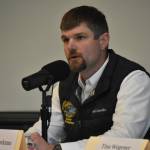 Alaska State Sen. Jesse Bjorkman (R-Nikiski) speaks at Senate District D candidate forum hosted by the Peninsula Clarion and KDLL 91.9 FM on Monday, Oct. 7, 2024, at the Soldotna Public Library in Soldotna, Alaska. (Photo by Erin Thompson/Peninsula Clarion)