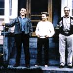 Photo courtesy of the Nutter Family Collection
Posing in front of Warren Melville Nutters large home in Hope in about 1961 are (L-R): Warren Nutters only biological child, David; Davids younger half-brother Frank Gwartney, and Nutter himself. After Nutter died in 1962, his Hope property was split between the two boys.