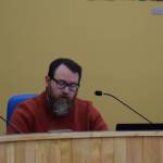 Homer city planner Ryan Foster reviews Doyon, Limiteds revised application for a conditional use permit for the Lighthouse Village planned unit development during a special Planning Commission meeting on Wednesday, Oct. 16, 2024, in the Homer City Hall Cowles Council Chambers in Homer, Alaska. (Delcenia Cosman/Homer News)