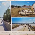 A schematic rendering of the proposed pedestrian pathways in Doyon, Limiteds revised Lighthouse Village redevelopment design is on display during a special Planning Commission meeting on Wednesday, Oct. 16, 2024, in the Homer City Hall Cowles Council Chambers in Homer, Alaska. (Delcenia Cosman/Homer News)