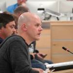 Aurora Borealis Charter School Academic Policy Committee Chair Daniel Mahr speaks during a meeting of the Kenai Peninsula Borough School District Charter Oversight Committee in Soldotna, Alaska, on Monday, Oct. 21, 2024. (Jake Dye/Peninsula Clarion)