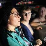 Maggie Winston and the cast of Intuition Salons shadow cast of Rocky Horror Picture Show rehearse in Kenai, Alaska, on Monday, Oct. 21, 2024. (Jake Dye/Peninsula Clarion)